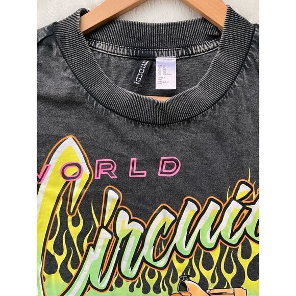 H&M Divided World Circuit Graphic Print Oversized Boxy Cropped Top, Size XL - Picture 2 of 7